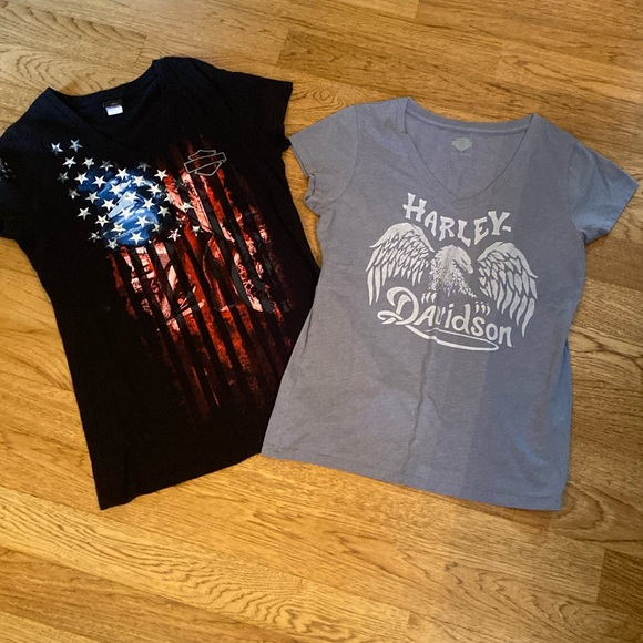 Harley-Davidson set of 2- V-Neck T-Shirts - - Picture 1 of 5